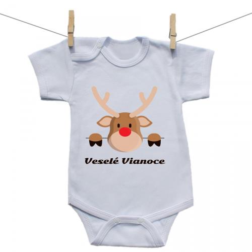 Boodyy Body s krátkym rukávom Veselé Vianoce so sobom 86 (12-18 mesiacov)