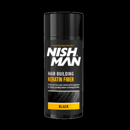 Keratínové vlákno na stavbu vlasov čierná Nishman Hair Building Keratin Fiber Black 21g