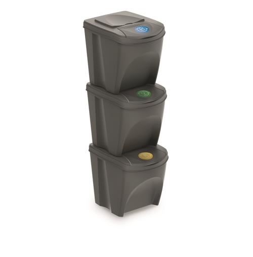 Odpadkový kôš Prosperplast SORTIBOX 3 x 25 l sivý