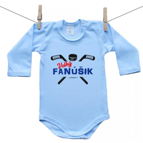 Boodyy Modré body s dlhým rukávom Veľký fanúšik 92 (18-24 mesiacov)