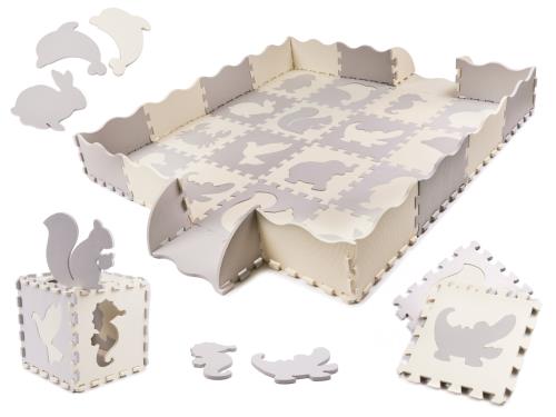 Penová Puzzle Podložka do Ohrádky - Detská, 36 Dielikov, Šedo-Ecru