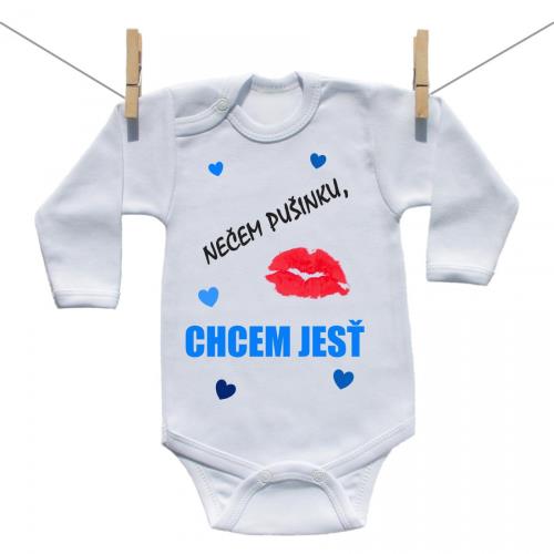 Boodyy Body s dlhým rukávom Nečem pušinku, chcem jesť 68 (3-6 mesiacov)