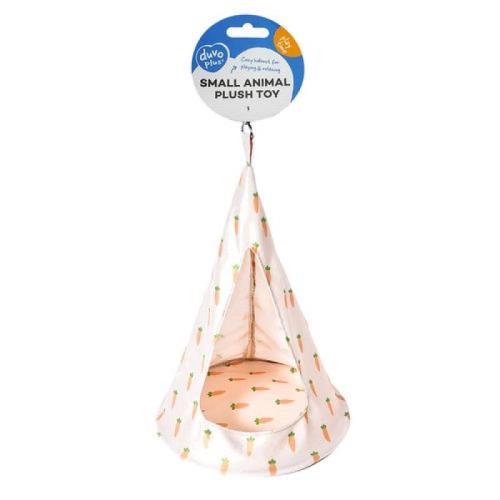 DUVO+ Závesná plyšová hojdačka pre drobné hlodavce 22,5x22,5x22,5cm s mrkvovým motívom