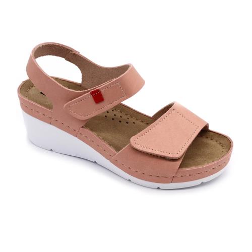 Leon 1080 Zdravotné celokožené sandále na platforme 38 - 24,5cm, ružová, 6,5 cm