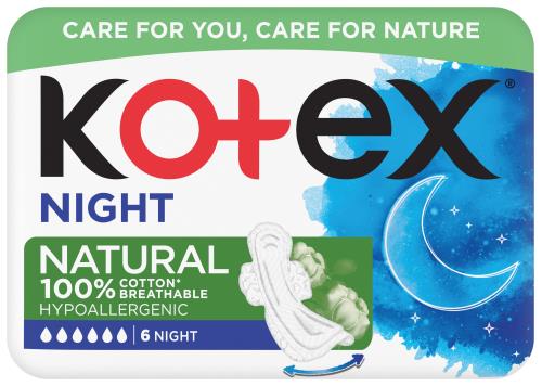 KOTEX vložky Natural Night single 6 ks