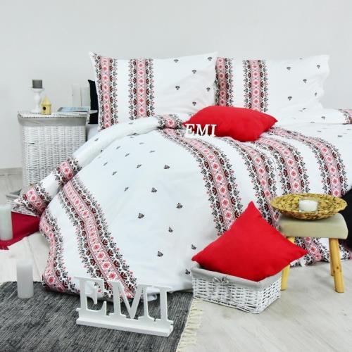Obliečky bavlnené Dorota červené EMI Štandardný set jednolôžko obsahuje 1x 140x200 + 1x 70x90