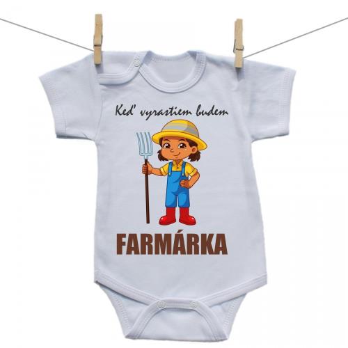 Boodyy Body s krátkym rukávom Keď vyrastiem budem farmárka 56 (0-2 mesiace)