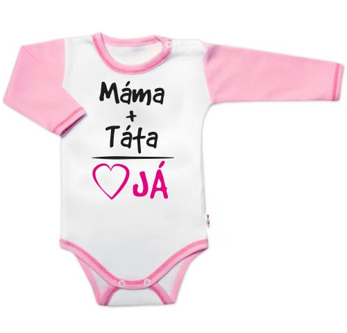 Body dlhý rukáv s vtipným textom, Máma+Táta, veľ. 86, holka