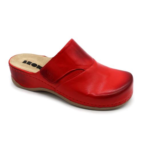 Leon 2019 Dámska zdravotná celokožená obuv uzavretá 40 - 26cm, červená, 5,0 cm
