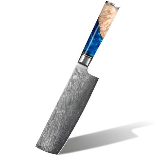 Damaškový kuchynský nôž Hakusan-Small Cleaver/Modrá H18603
