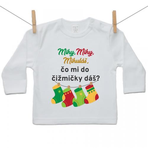 Boodyy Tričko s dlhým rukávom Miky,Miky, Mikuláš, čo mi do čižmičky dáš? 92 (18-24 mesiacov)