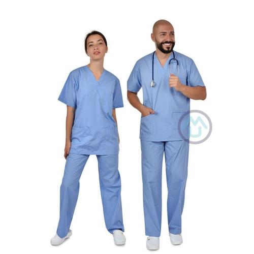 Unisex lekársky set blúza/nohavice ALL IN - svetlomodra XS