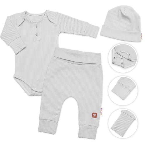 Rebrovaná rastúca súprava 3D, Baby Boy - šedá,veľ. 68/74