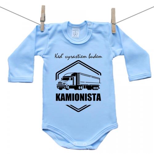 Boodyy Modré body s dlhým rukávom Keď vyrastiem budem kamionista 80 (9-12 mesiacov)
