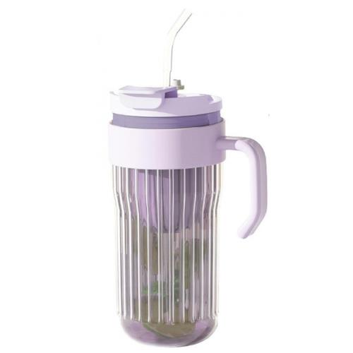 Livefy pohár so slamkou Ribbed 550ml, fialový