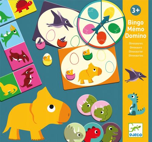Djeco - Tri vzdelávacie hry: Dinosaury
