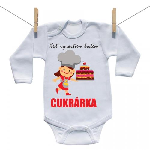Boodyy Body s dlhým rukávom Keď vyrastiem budem cukrárka 68 (3-6 mesiacov)