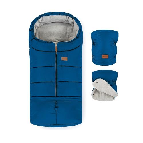 Set zimný fusak Jibot 3v1 + rukavice na kočík Jasie Ocean Blue