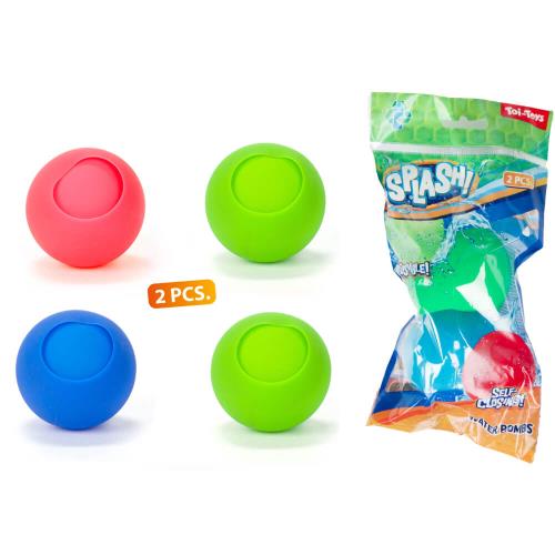 2x Vodný balón s rozstrekujúcou sa vodou, opakovane použiteľný, samouzatvárací, 2 ks-Toi Toys