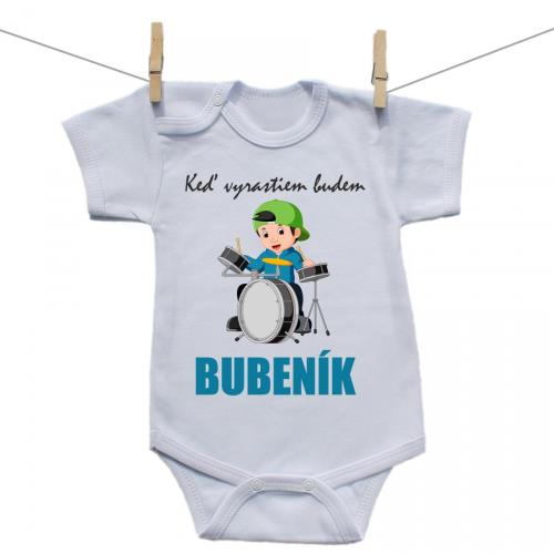 Boodyy Body s krátkym rukávom Keď vyrastiem budem bubeník 74 (6-9 mesiacov)