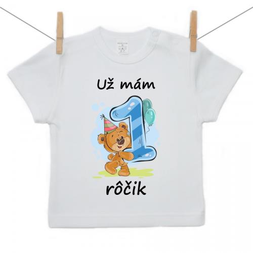Boodyy Tričko s krátkym rukávom Už mám 1 rôčik Medvedík Chlapec 128 (7-8 rokov) 3936-71260