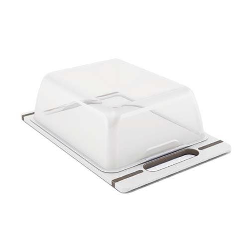 STEFANPLAST ”Italian Chef Top Line” -Doska na krájanie s krytom L 24 x 22cm, výška 10,5cm -biela/sivá