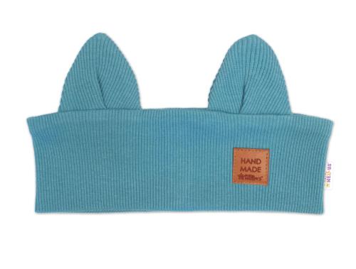 Čelenka Cat s úškami pre deti Hand Made - morská, 1- 3 rokov