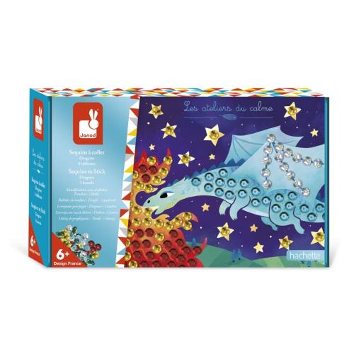 Janod Atelier Midi Kreatívna sada Obrázky s flitrami Draci od 6 rokov