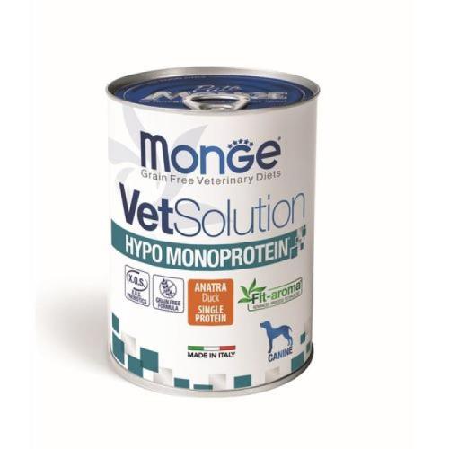 MONGE VetSolution Hypo Monoprotein Duck 400g kačacia diétna paštéta pre psov na zníženie intolerancií na zložky a živiny