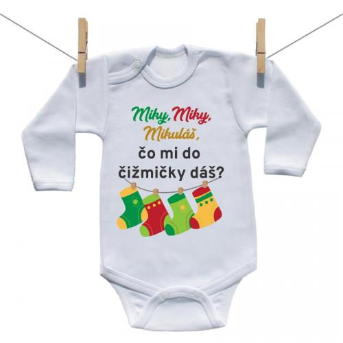 Boodyy Body s dlhým rukávom Miky,Miky, Mikuláš, čo mi do čižmičky dáš? 86 (12-18 mesiacov)