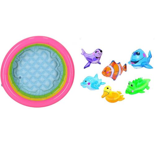 Nafukovací bazén s nafukovacám dnom 61cm-Intex + Bestway nafukovacie zvieratko 30cm-Bestway