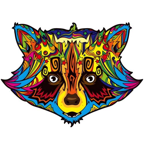 Drevené puzzle-Color Raccoon/M H21967