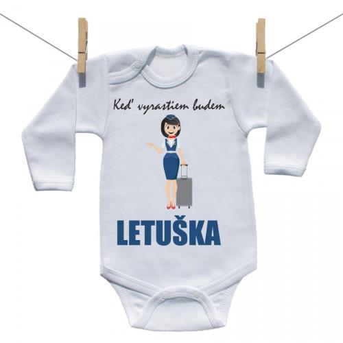 Boodyy Body s dlhým rukávom Keď vyrastiem budem letuška 50 (0 mesiacov)