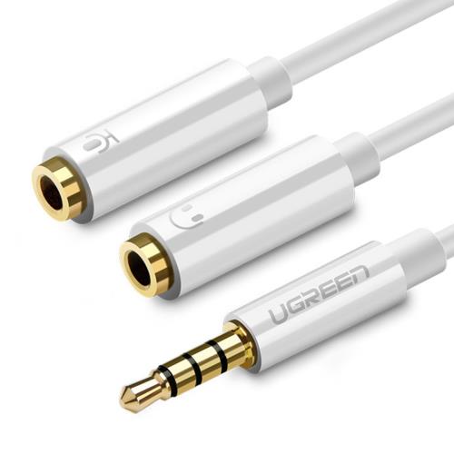 Ugreen AV134 splitter kábel 3.5mm jack / 2x 3.5mm jack M/F, biely