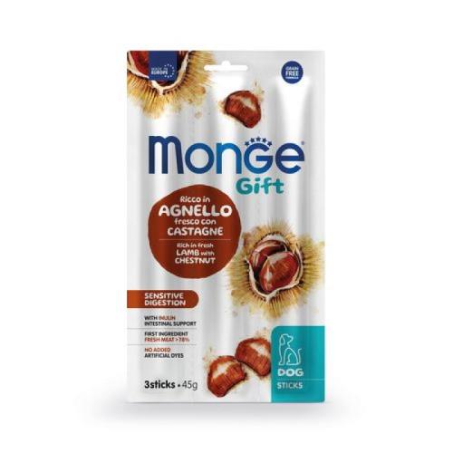 MONGE GIFT SticksSensitive digestion 45g/3ks tyčinky s jahňacím mäsom a gaštanmi pre psov s citlivým trávením