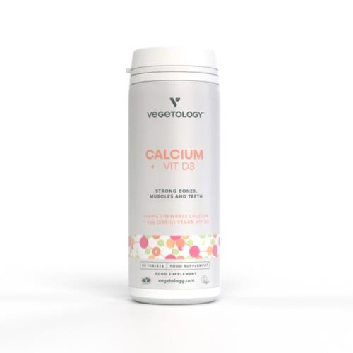 Vegetology Vápnik + Vitamín D3, 60 žuvacích tabliet