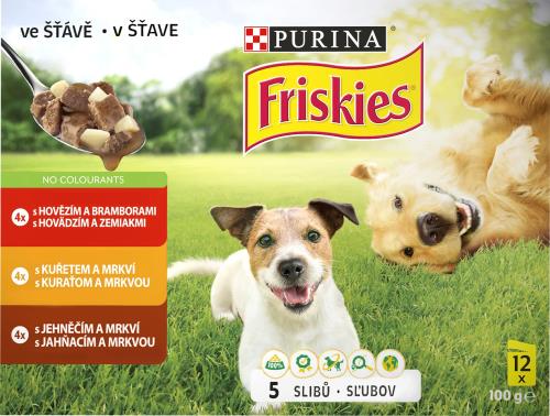 FRISKIES ADULT Dog Multipack 6(12x100g) - hovädzie/kura/jahňacie v šťave