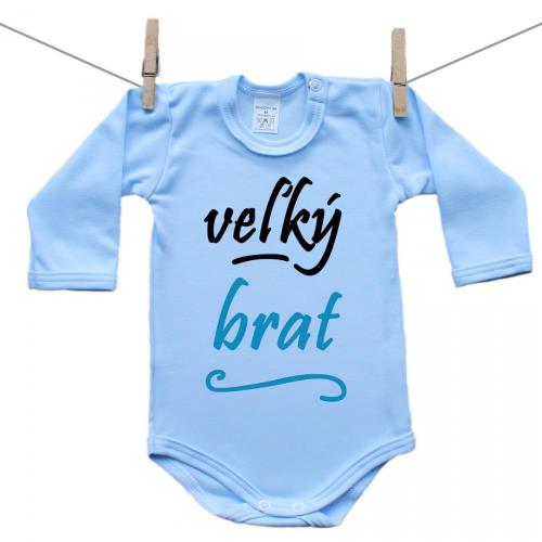 Boodyy Modré body s dlhým rukávom Veľký brat 80 (9-12 mesiacov)