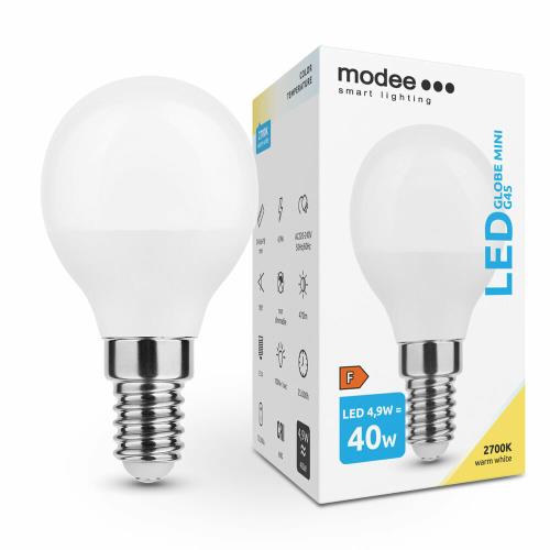 Modee Smart Lighting LED Globe Mini G45 4,9W E14 470 lm, teplá biela (ML-G452700K4,9WE14)