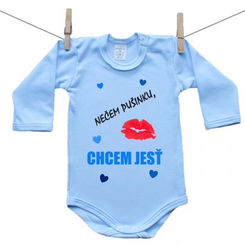 Boodyy Modré body s dlhým rukávom Nečem pušinku, chcem jesť 86 (12-18 mesiacov) 9158-379209