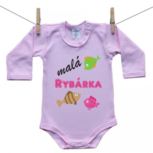 Boodyy Ružové Body s dlhým rukávom Malá rybárka 68 (3-6 mesiacov)