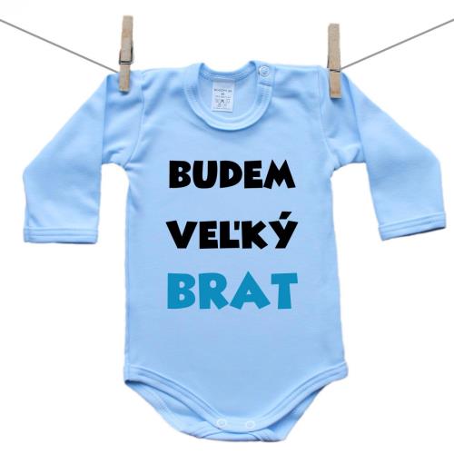 Boodyy Modré body s dlhým rukávom Budem veľký brat 68 (3-6 mesiacov)