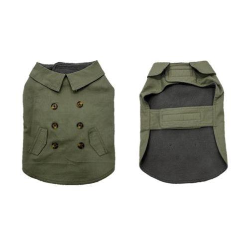DUVO+ vesta pre psov na štýl trenčkotu L 60cm zelená