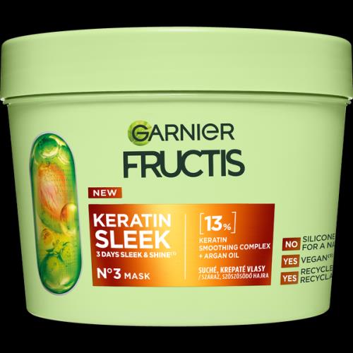 Garnier Fructis Keratin Sleek maska na suché a krepovité vlasy