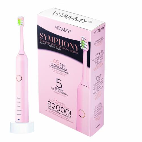 VITAMMY SYMPHONY Pink Sonická zubná kefka s vysokou vibračnou silou, ružové zlato TOW017502