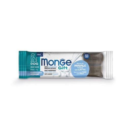 MONGE GIFT Meat bars Puppy and Junior 40g/2ks mäsové tyčinky pre šteňatá s bravčovým mäsom a mliekom