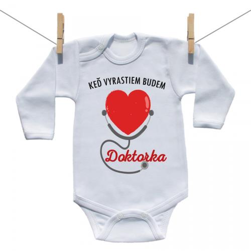 Boodyy Body s dlhým rukávom Keď vyrastiem budem doktorka 98 (2-3 roky)