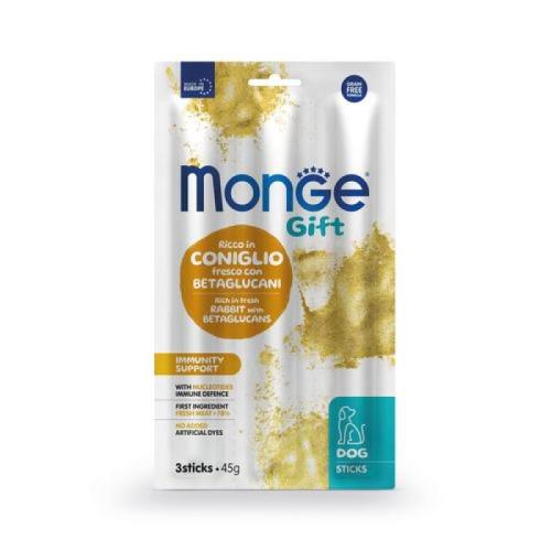 MONGE GIFT Sticks Immunity support 45g/3ks tyčinky pre psov s králičím mäsom a betaglukánmi na podporu imunity