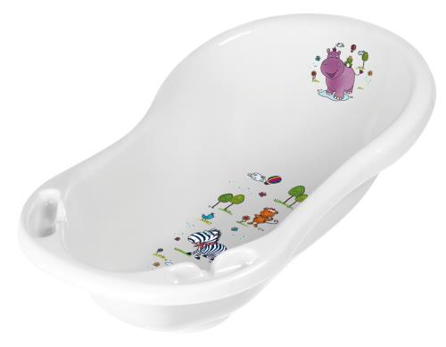Detská vanička s výpusťou, Hippo 84 cm - Biela