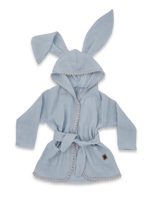 Detský mušelínový župan s uškami Bunny - jeans
